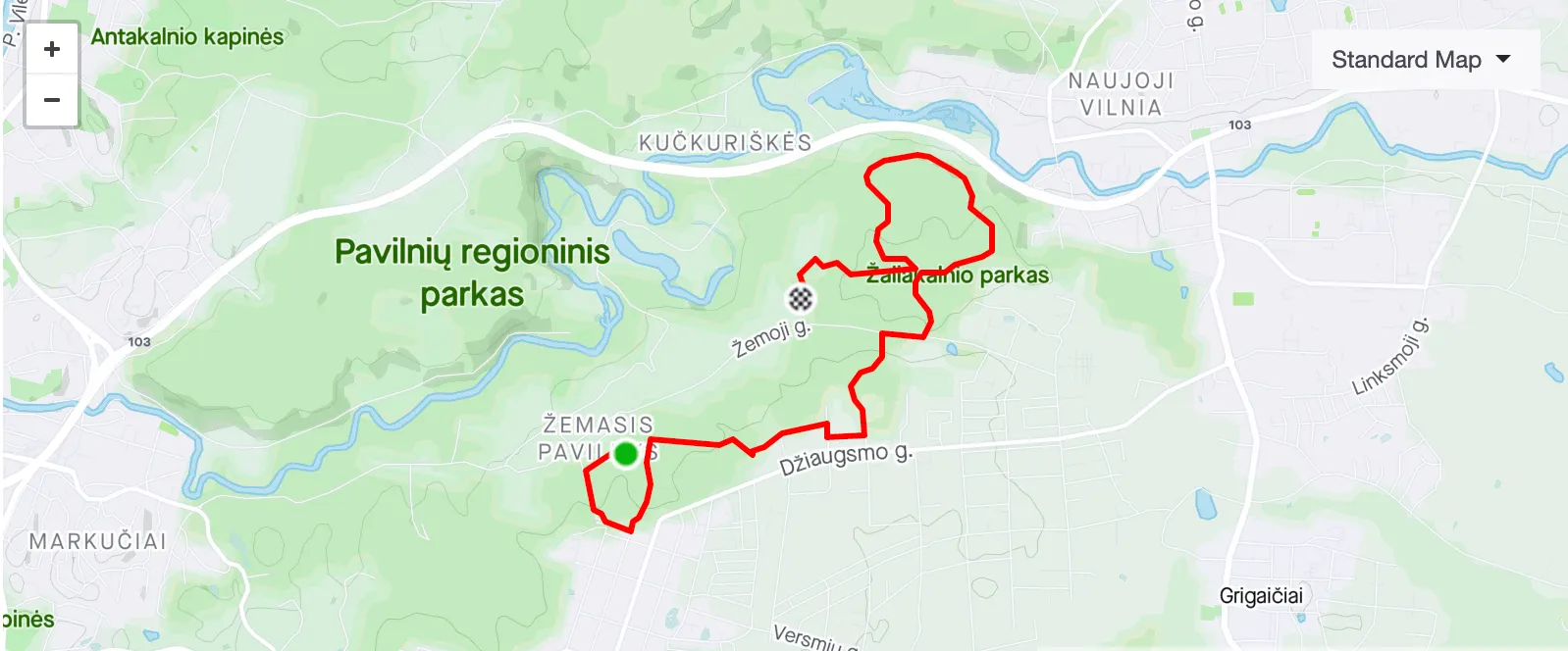 MTB maršruto žemėlapis Aukštai Aukštai trasa Vilniuje