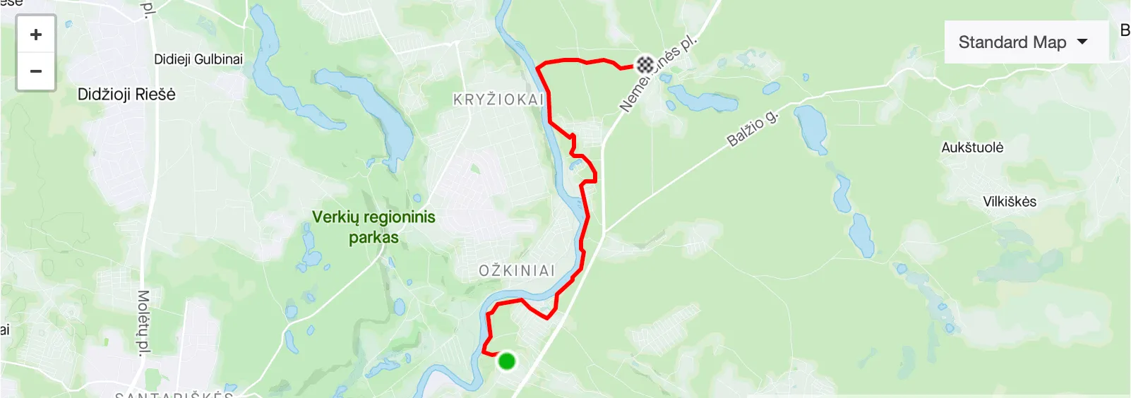 MTB maršruto žemėlapis Nauja Pradžia trasa Vilniuje